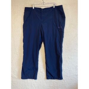 Columbia Sportswear Omni Shade Navy Blue Cargo Hiking Pants Womens 24W Regular